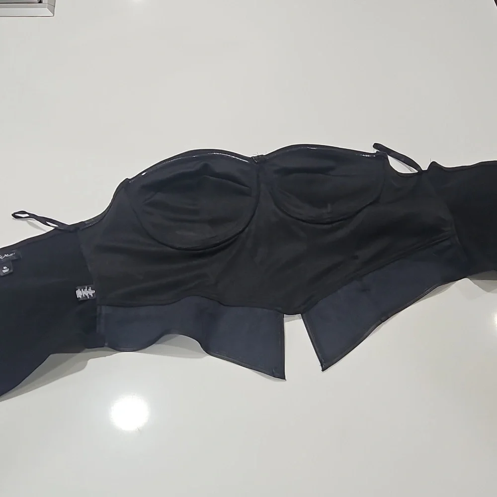 Black Faux Leather Bustier Top  Sz Xl Corset. - Picture 3 of 7